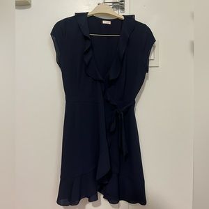 Aritzia Navy Sunday Best Wrap Dress | S